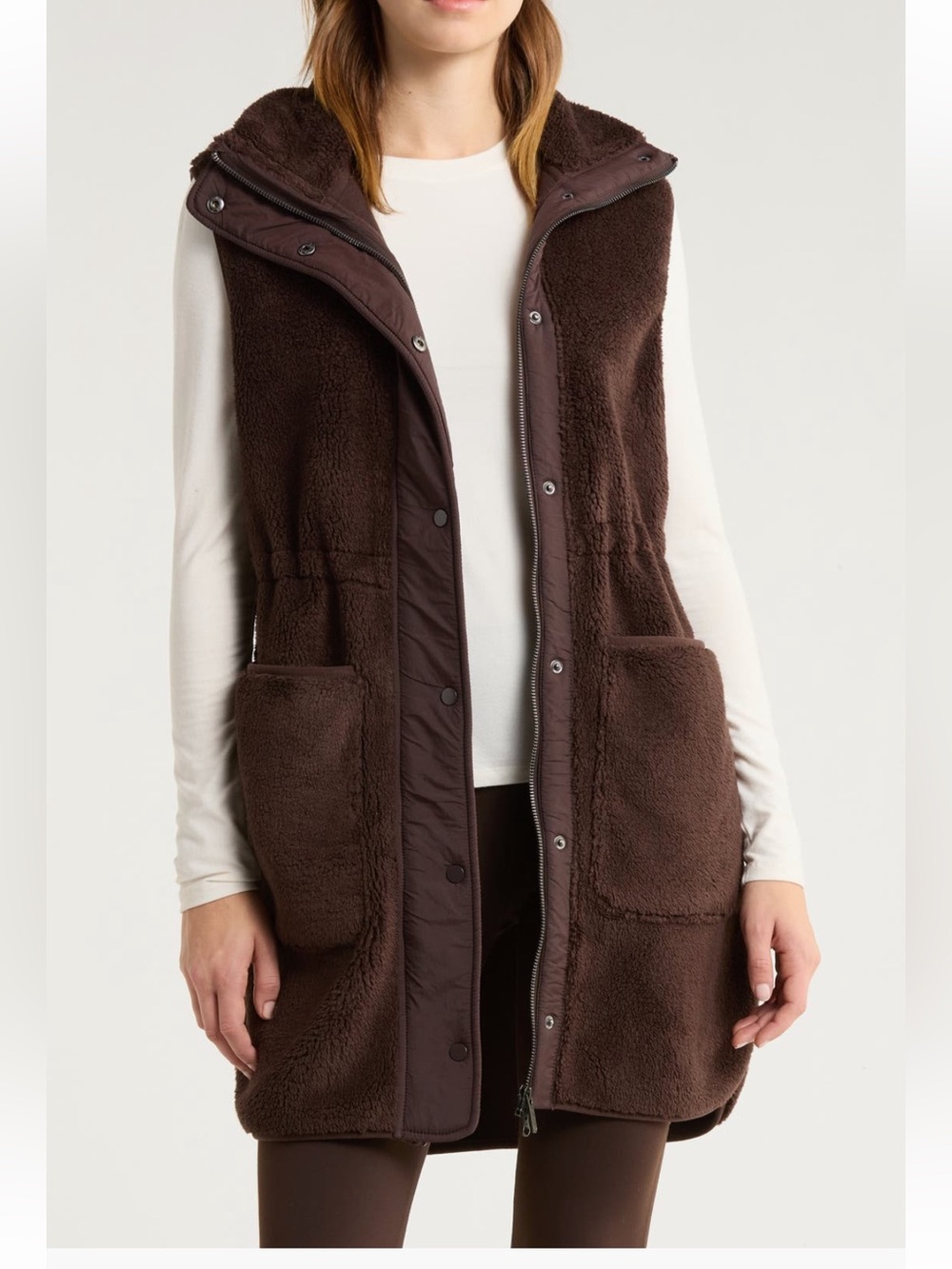 New Zella Brown Longline Faux
Shearling Vest